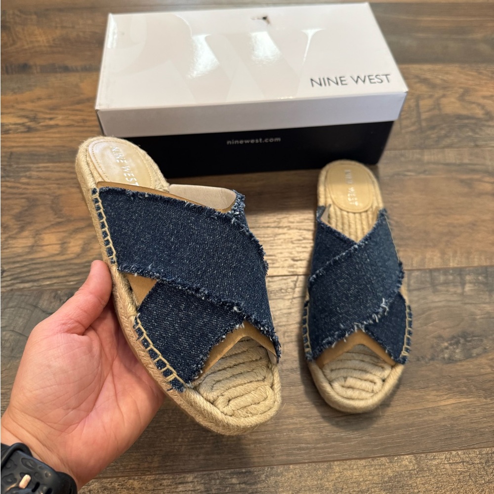NWT Nine West Hamden Flat Casual Slip On Espadrille Sandals Womens 7